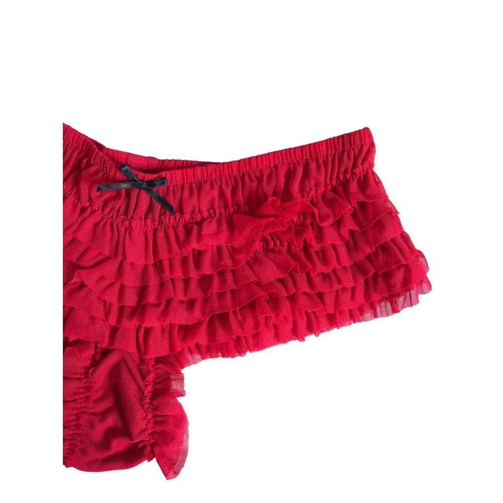 Seduction By Fredericks Of Hollywood Red Ruffle Boyshort Panties Size S Nylon & - Picture 7 of 10